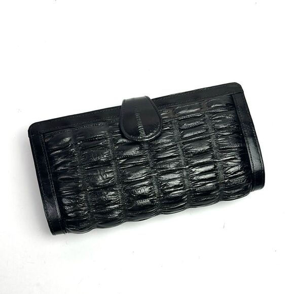 Vintage Real Eel Skin Black Clutch Wallet Korea - Picture 2 of 13